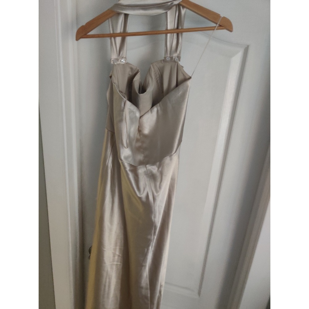 Birdy Grey Champagne Gold Satin Cowl Neck Convertible Halter Maxi Dress XXL - Picture 4 of 7